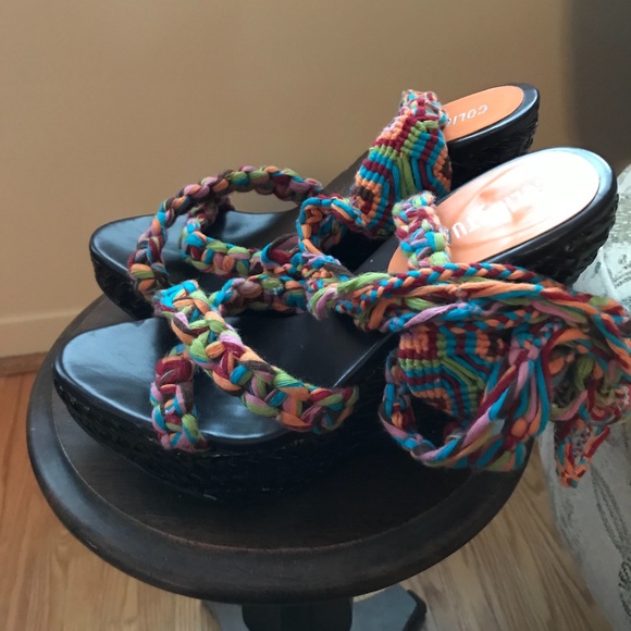 ❤️ Gorgeous Braided Leg Tie Platform Sandals - never worn - Picture 2 of 9